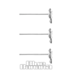 Blue Banana Sterling silver Cross & Gem Nose Studs (3 Pack)