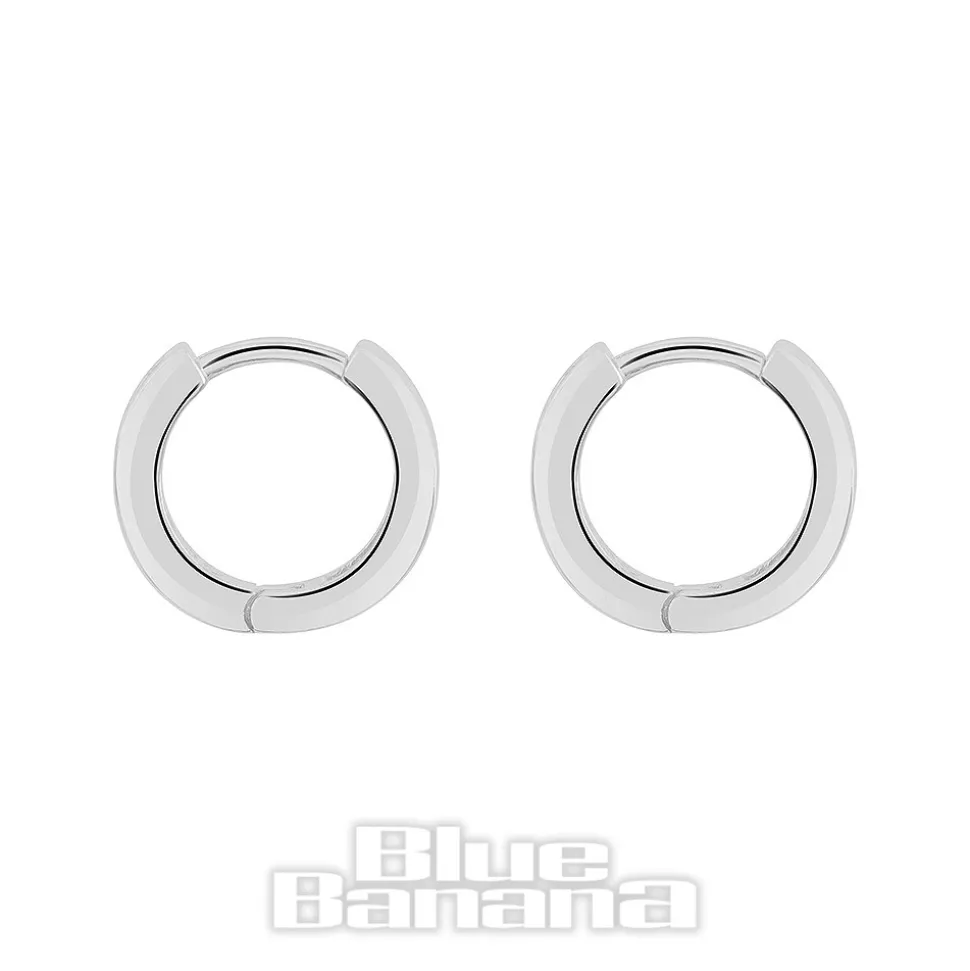 Blue Banana Sterling Silver Medium Crystal Row Clicker Hoops (Pair)