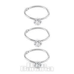 Blue Banana Sterling Silver 3mm Crystal Nose Rings (3 Pack)