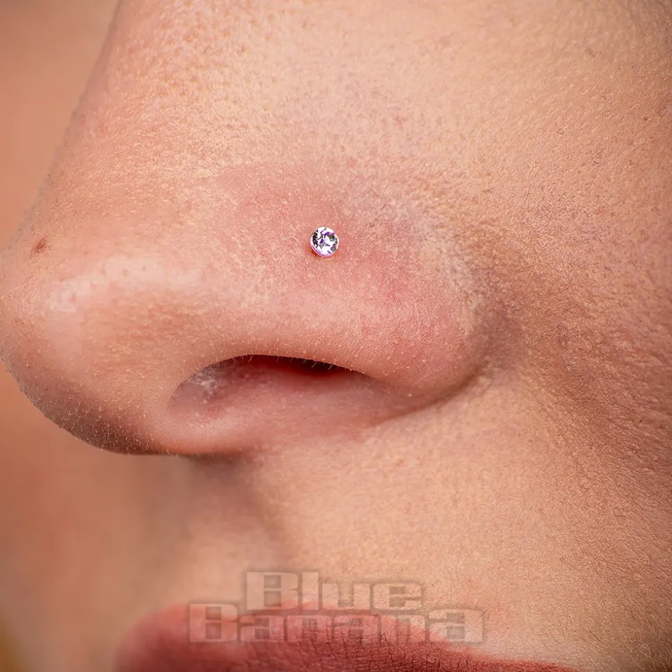 Blue Banana Sterling Silver 2.0mm Crystal/Pink/Aqua Nose Studs (6 Pack)