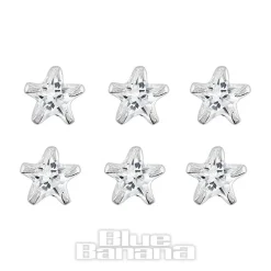 Blue Banana Sterling Silver 2.5mm Crystal Star Nose Studs (6 Pack)
