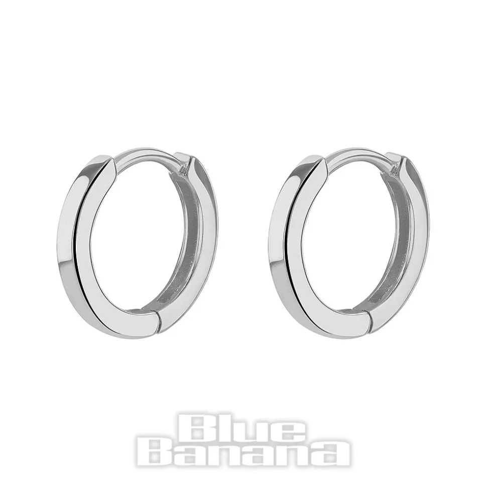 Blue Banana Sterling Silver Squared Clicker Hoops (Pair)