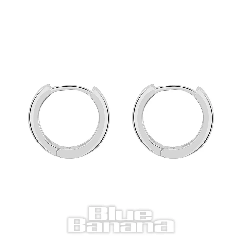 Blue Banana Sterling Silver Squared Clicker Hoops (Pair)