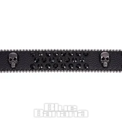 Blue Banana Studded Skull Belt (Black)