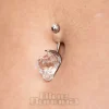 Blue Banana Surgical Steel Crystal Skull Navel Bar (Clear)