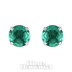 Blue Banana Surgical Steel Cubic Zirconia Round Stud Earrings (Zircon)