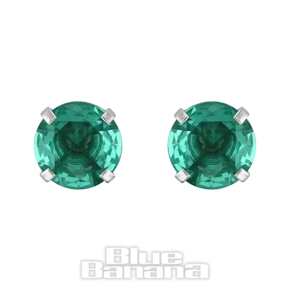 Blue Banana Surgical Steel Cubic Zirconia Round Stud Earrings (Zircon)