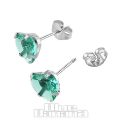 Blue Banana Surgical Steel Cubic Zirconia Heart Stud Earrings (Zircon)