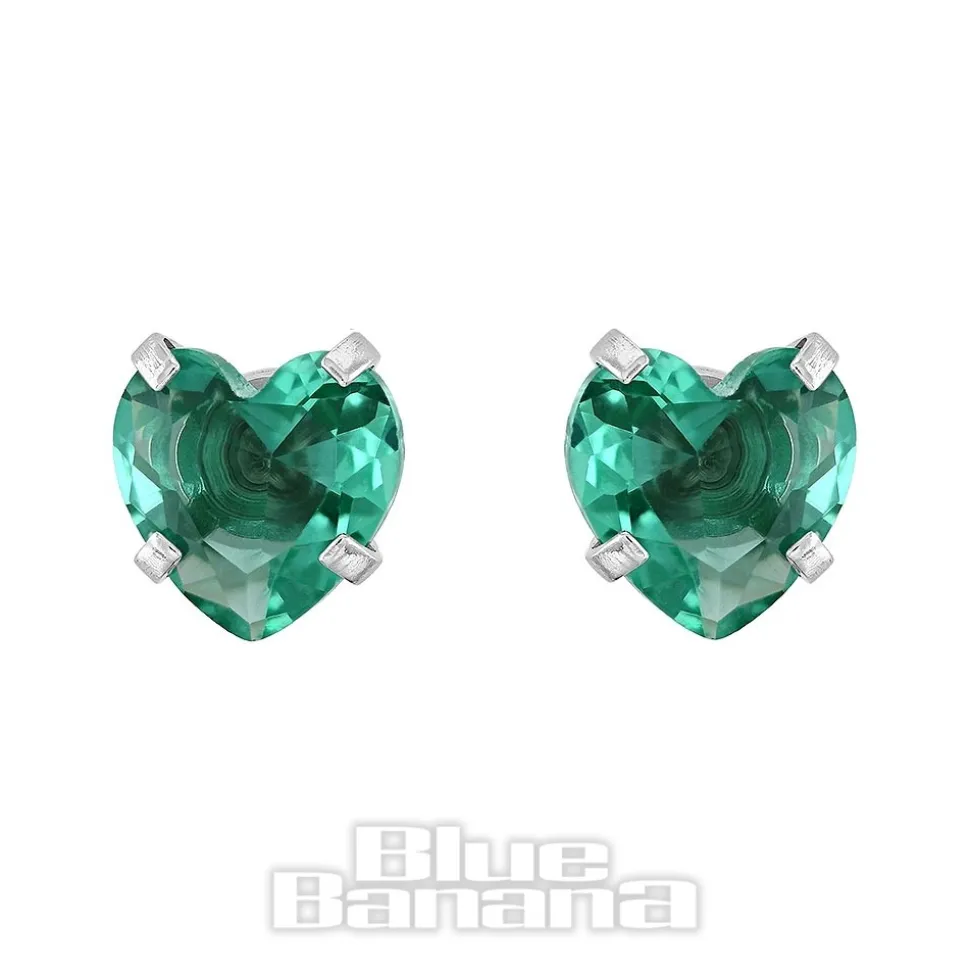 Blue Banana Surgical Steel Cubic Zirconia Heart Stud Earrings (Zircon)