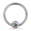 Blue Banana Surgical Steel Flat Jewelled BCR (Aurora Borealis)