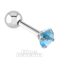 Blue Banana Surgical Steel Gem Jewel 1.2 x 6mm Tragus Bar (Aqua)
