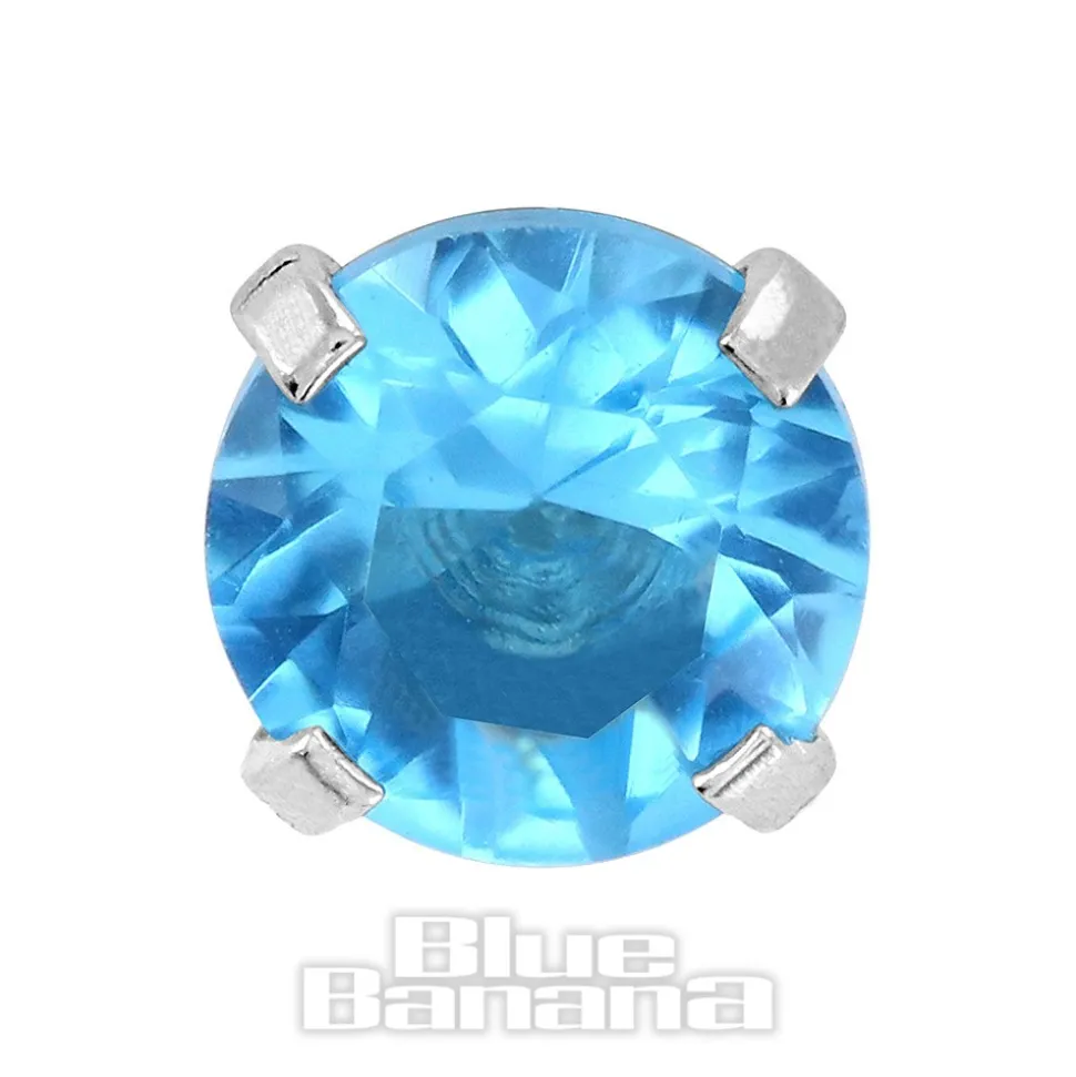 Blue Banana Surgical Steel Gem Jewel 1.2 x 6mm Tragus Bar (Aqua)