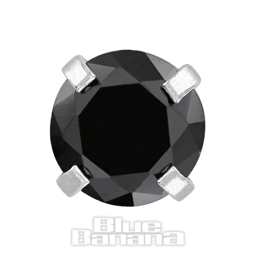Blue Banana Surgical Steel Gem Jewel 1.2 x 6mm Tragus Bar (Black)