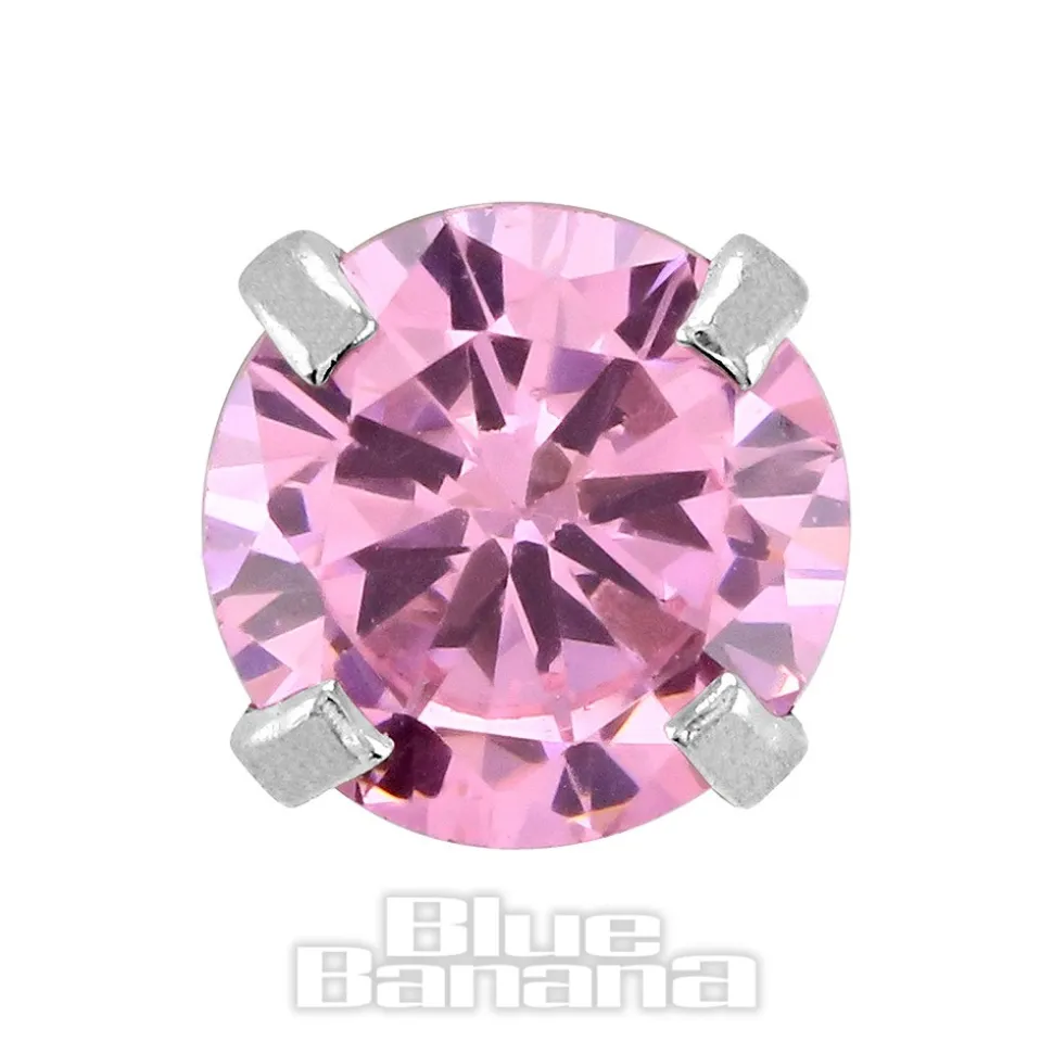 Blue Banana Surgical Steel Gem Jewel 1.2 x 6mm Tragus Bar (Rose)