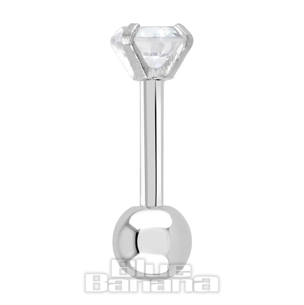 Blue Banana Surgical Steel Gem Jewel 1.2 x 6mm Tragus Bar (Aurora Boralis)