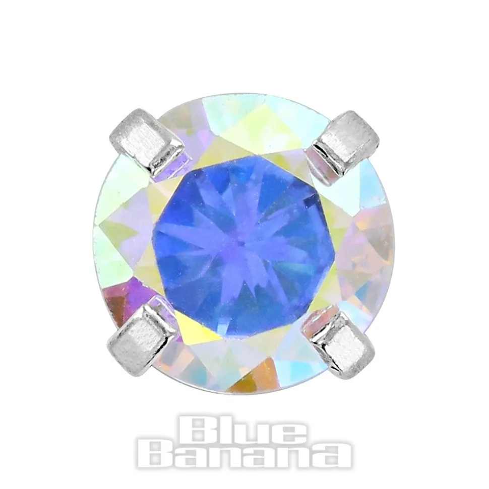 Blue Banana Surgical Steel Gem Jewel 1.2 x 6mm Tragus Bar (Aurora Boralis)