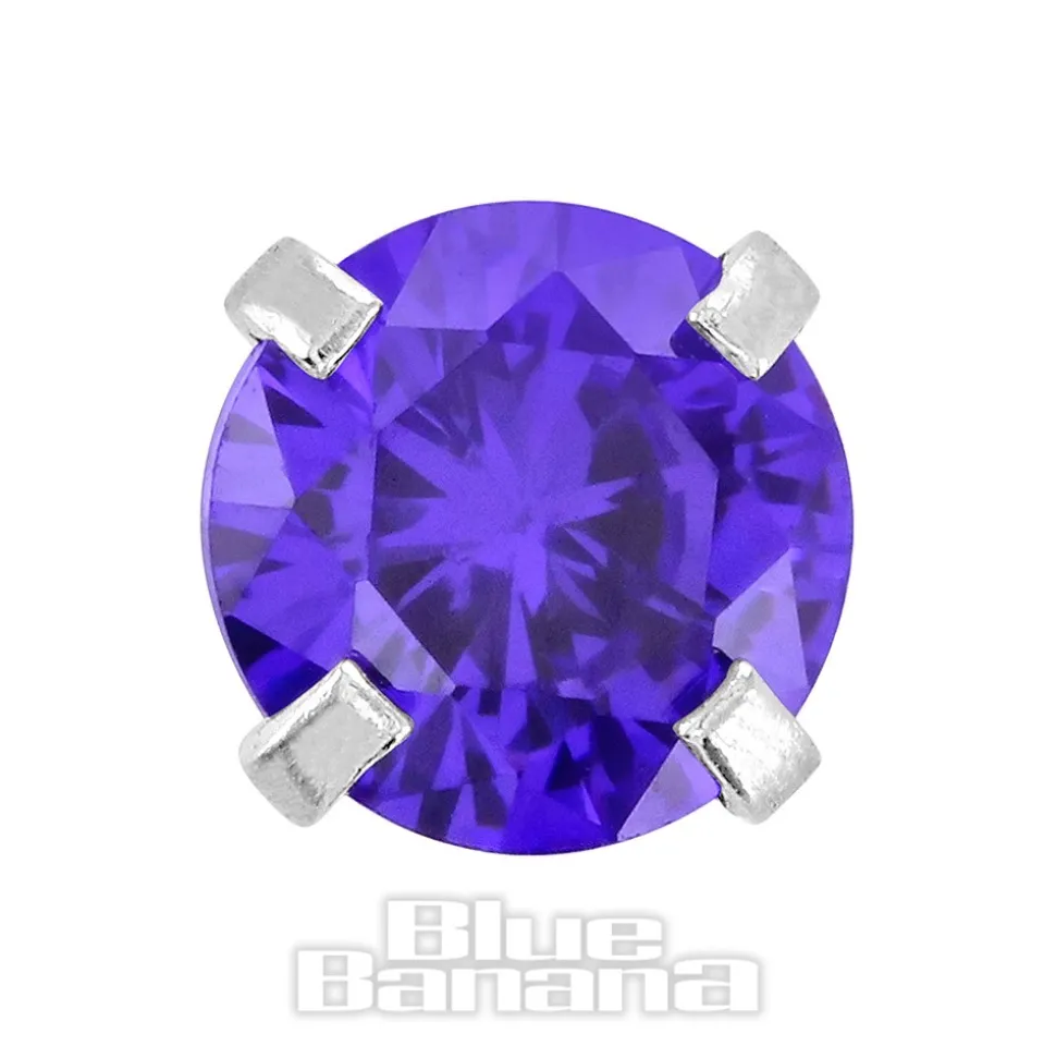 Blue Banana Surgical Steel Gem Jewel 1.2 x 6mm Tragus Bar (Amethyst)
