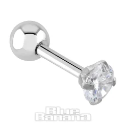 Blue Banana Surgical Steel Gem Jewel 1.2 x 6mm Tragus Bar (Crystal)
