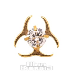 Blue Banana Surgical Steel Hazard Dermal Top (Gold)