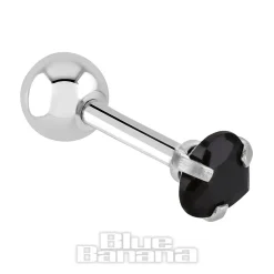 Blue Banana Surgical Steel Heart Jewel 1.2 x 6mm Tragus Bar (Black)