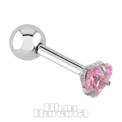Blue Banana Surgical Steel Heart Jewel 1.2 x 6mm Tragus Bar (Rose)