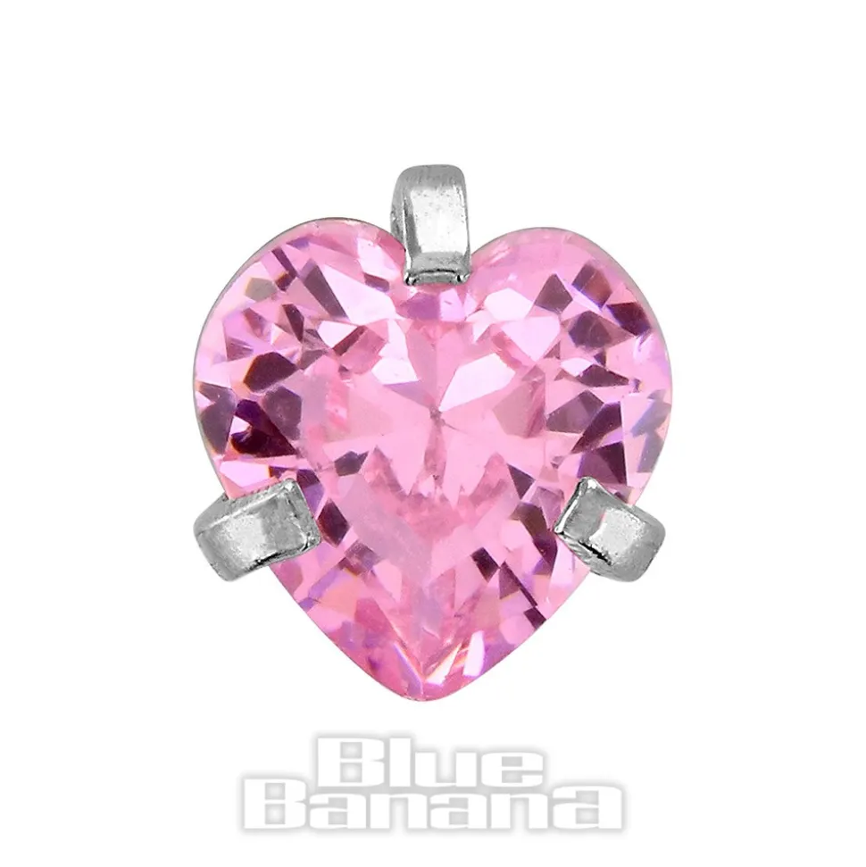 Blue Banana Surgical Steel Heart Jewel 1.2 x 6mm Tragus Bar (Rose)