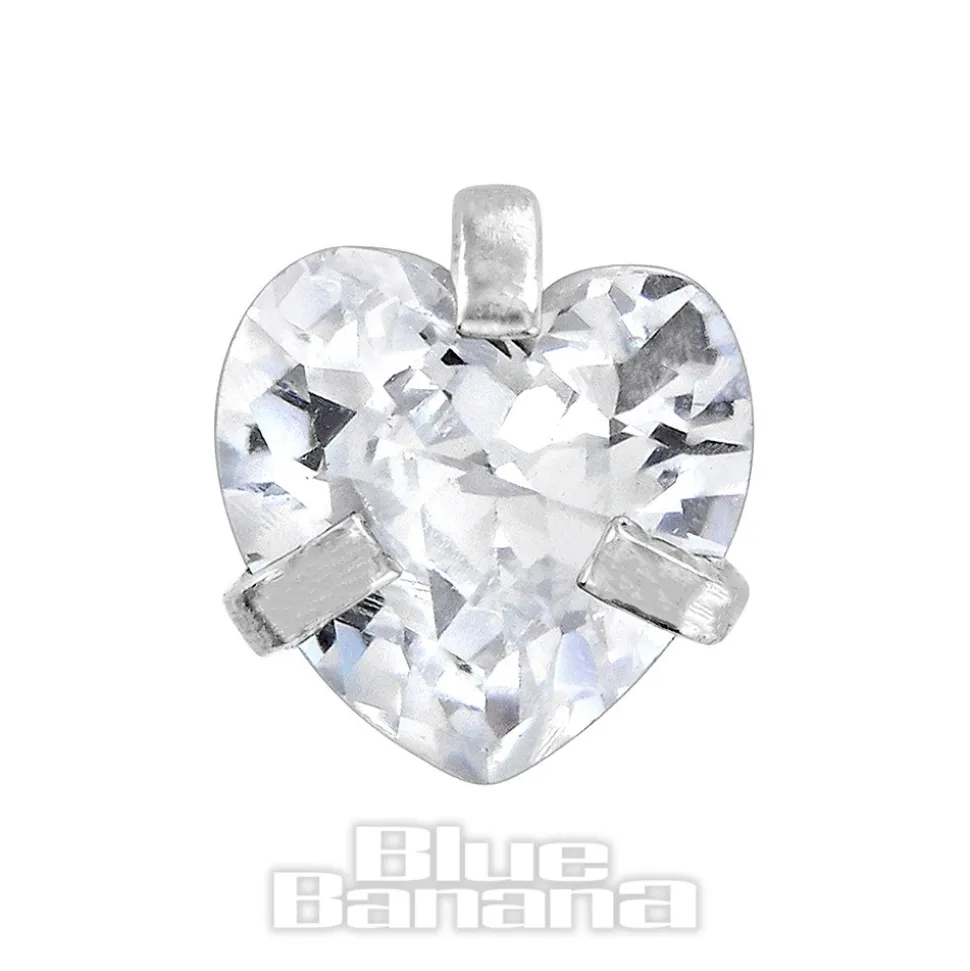 Blue Banana Surgical Steel Heart Jewel 1.2 x 6mm Tragus Bar (Crystal)