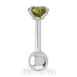 Blue Banana Surgical Steel Heart Jewel 1.2 x 6mm Tragus Bar (Amber)