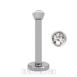 Blue Banana Surgical Steel Internally Threaded Jewelled Labret (Crystal)