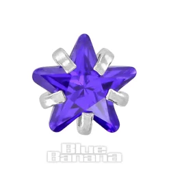 Blue Banana Surgical Steel Jewel Star 1.2 x 6mm Tragus Bar (Amethyst)