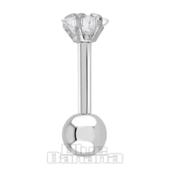 Blue Banana Surgical Steel Jewel Star 1.2 x 6mm Tragus Bar (Crystal)