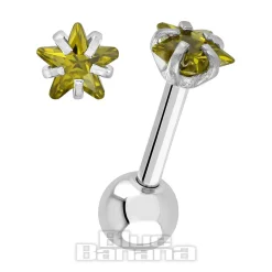 Blue Banana Surgical Steel Jewel Gem 1.2 x 6mm Tragus Bar (Amber)