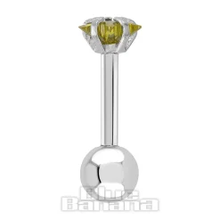 Blue Banana Surgical Steel Jewel Gem 1.2 x 6mm Tragus Bar (Amber)