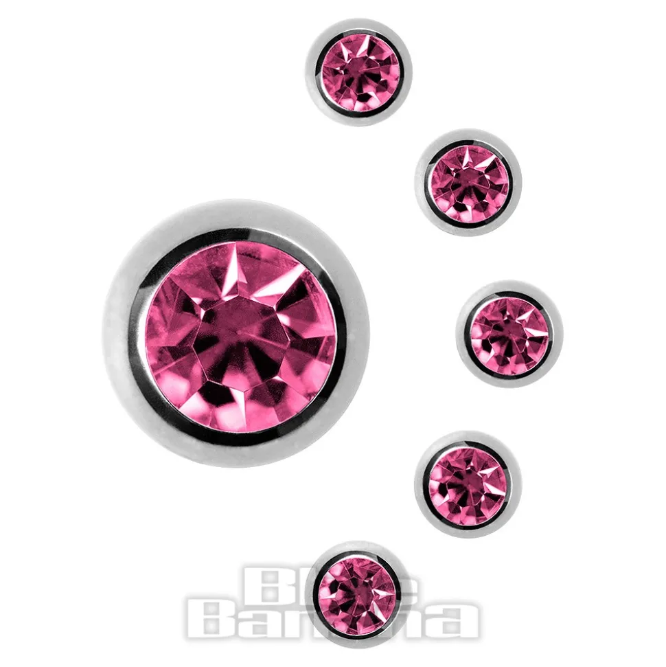 Blue Banana Surgical Steel 6mm Jewelled Ball (Rose Pink)