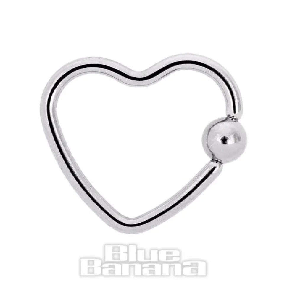 Blue Banana Surgical Steel 1.2mm BCR Daith Heart (Silver)