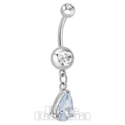 Blue Banana Surgical Steel 1.6mm Drop Jewel Navel Bar (Crystal)