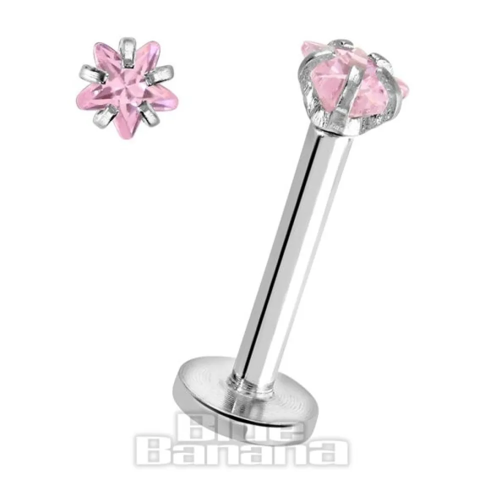 Blue Banana Surgical Steel 3mm Star 1.2mm Labret (Rose)