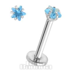 Blue Banana Surgical Steel 3mm Star 1.2mm Labret (Aqua)