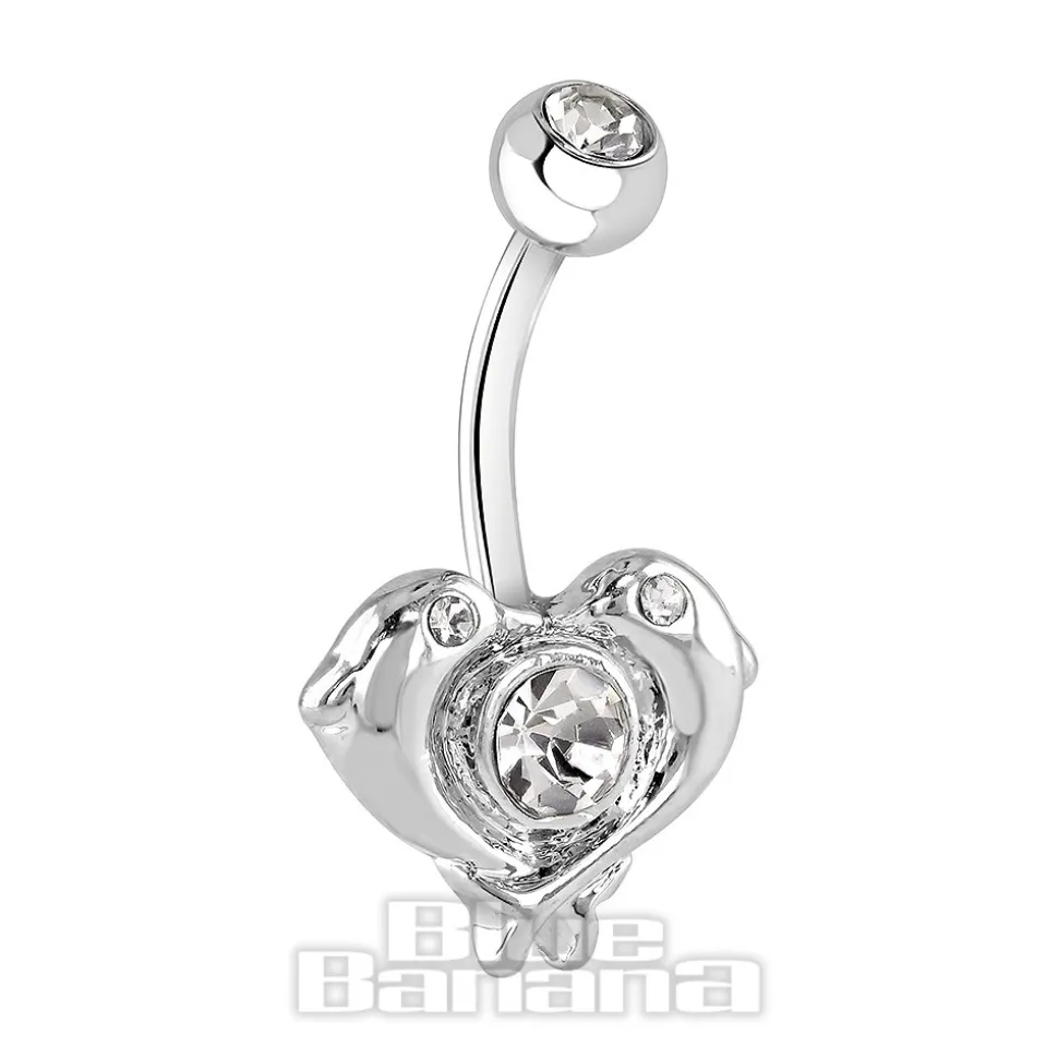 Blue Banana Surgical Steel 1.6mm Dolphin Navel Bar (Crystal)