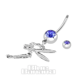 Blue Banana Surgical Steel 1.6mm Fairy Navel Bar (Blue Zircon)