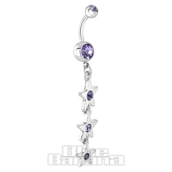 Blue Banana Surgical Steel 1.6mm Stars Drop Navel Bar (Tanzanite)