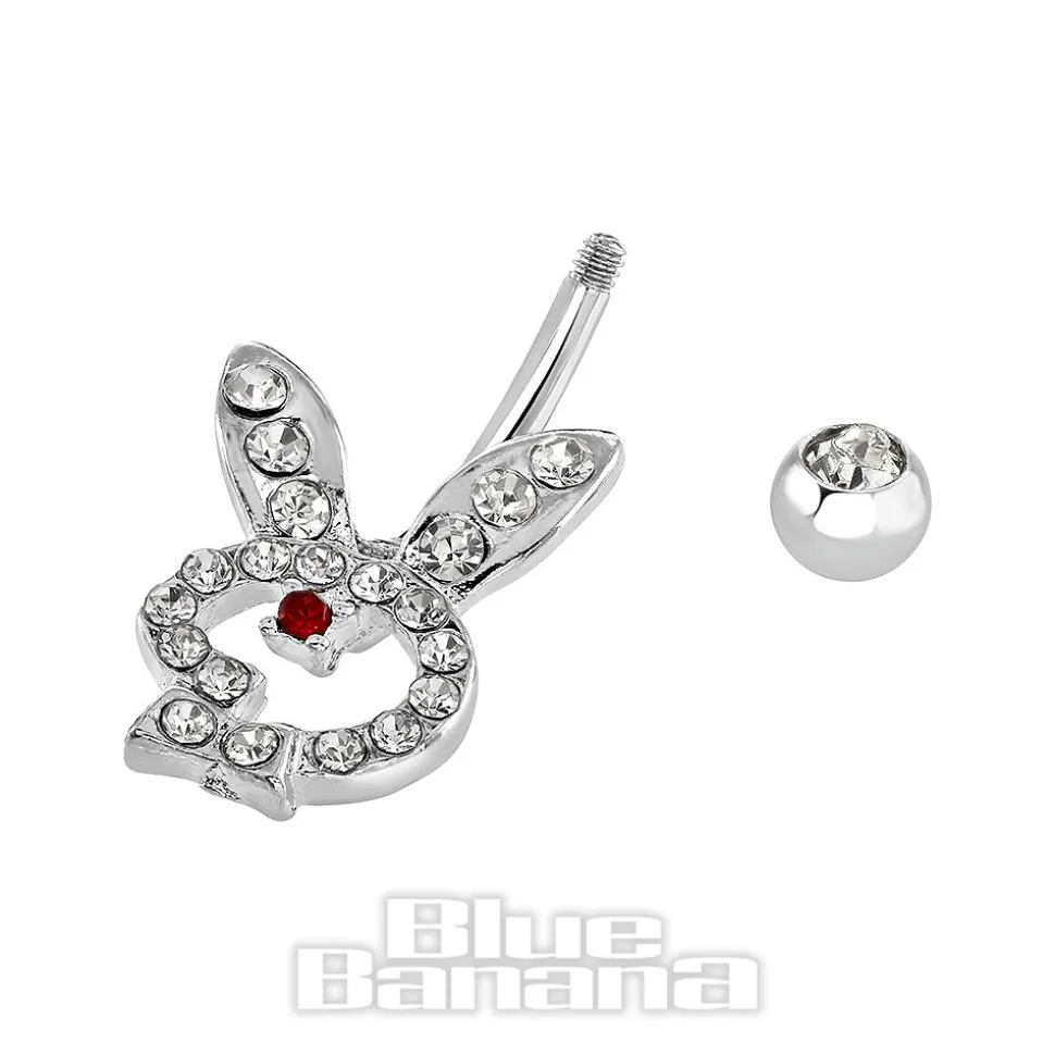 Blue Banana Surgical Steel 1.6mm Rabbit Navel Bar (Crystal)