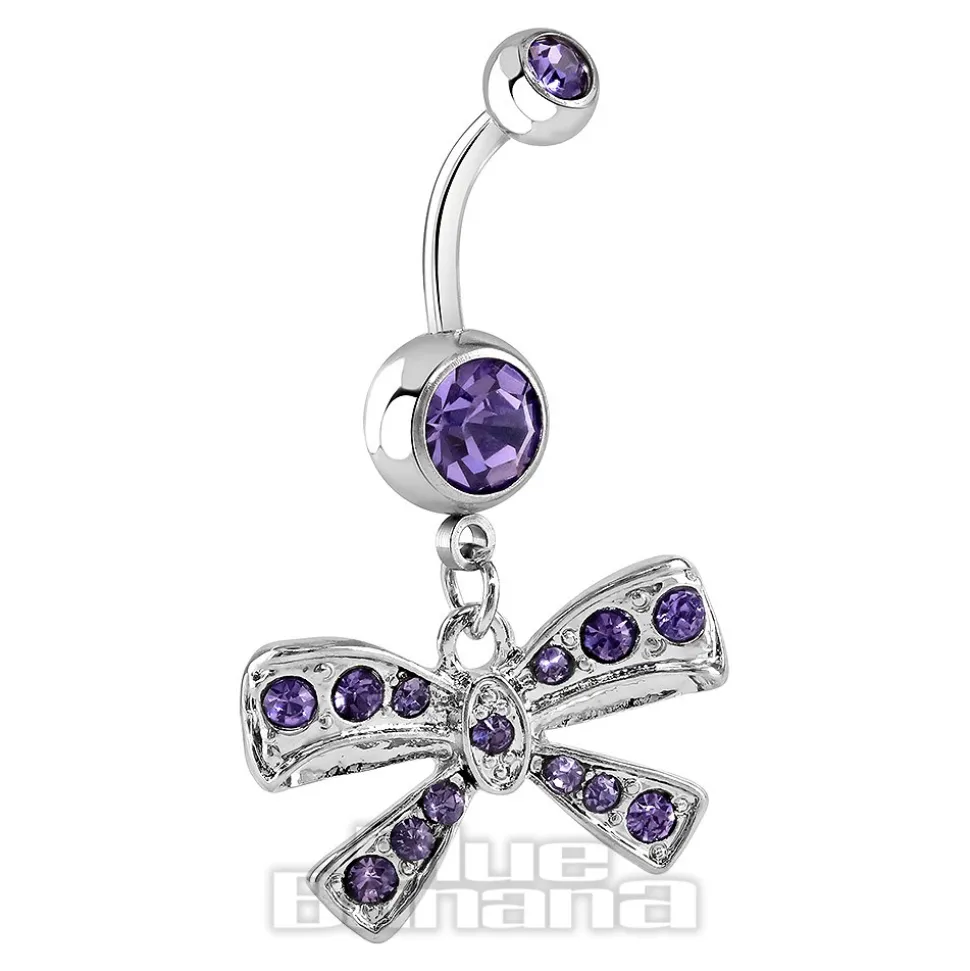 Blue Banana Surgical Steel 1.6mm Bow Navel Bar (Tanzanite)