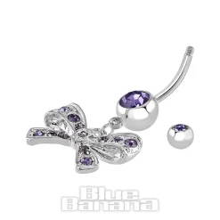Blue Banana Surgical Steel 1.6mm Bow Navel Bar (Tanzanite)