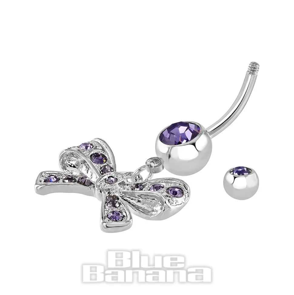 Blue Banana Surgical Steel 1.6mm Bow Navel Bar (Tanzanite)
