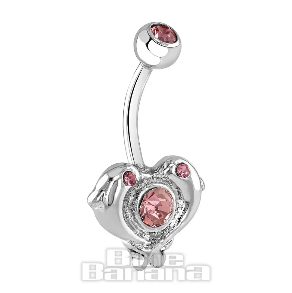 Blue Banana Surgical Steel 1.6mm Dolphin Navel Bar (Light Rose)