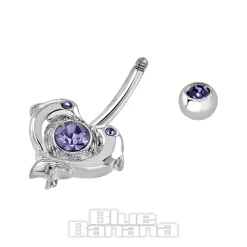 Blue Banana Surgical Steel 1.6mm Dolphin Navel Bar (Tanzanite)