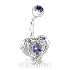 Blue Banana Surgical Steel 1.6mm Dolphin Navel Bar (Tanzanite)
