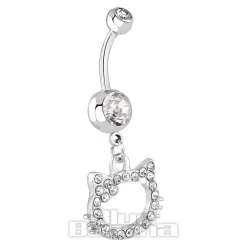 Blue Banana Surgical Steel 1.6mm Cat Navel Bar (Crystal)