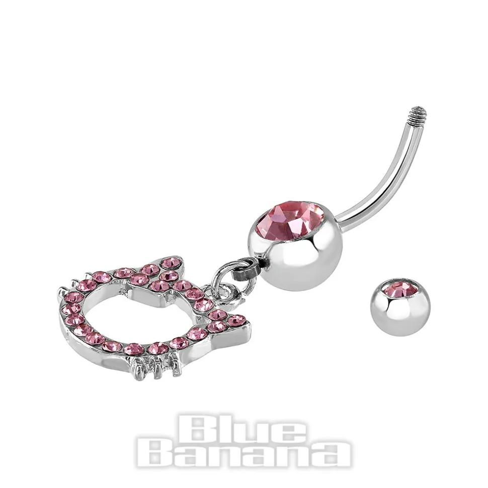 Blue Banana Surgical Steel 1.6mm Cat Navel Bar (Light Rose)